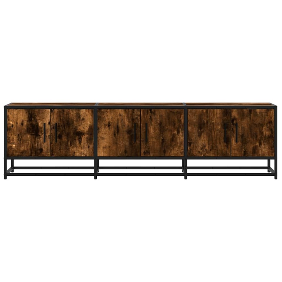 Dulap TV stejar fumuriu, 150x35x41 cm lemn prelucrat și metal - 3 | YEO