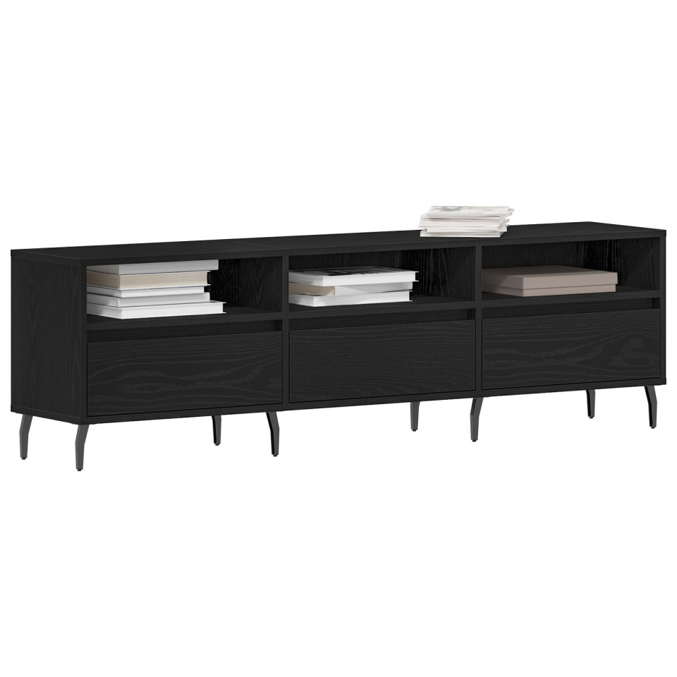 Dulap TV, stejar negru, 150x30x44,5 cm, lemn prelucrat - 2 | YEO