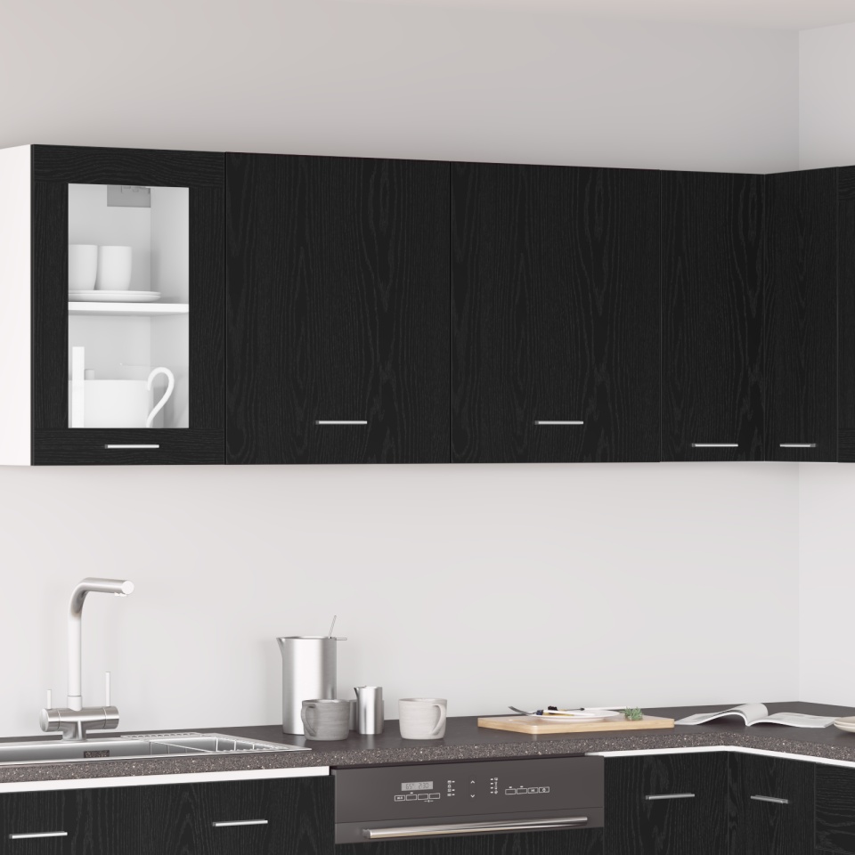 Dulapuri Suspendate - 2 Pachete - Stejar Negru, 100x31x60 cm - Fabricate din Lemn Prelucrat