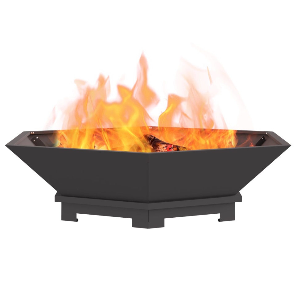 Foc Pit Hexagonal Negru 100x100x28 cm Oțel - 2 | YEO