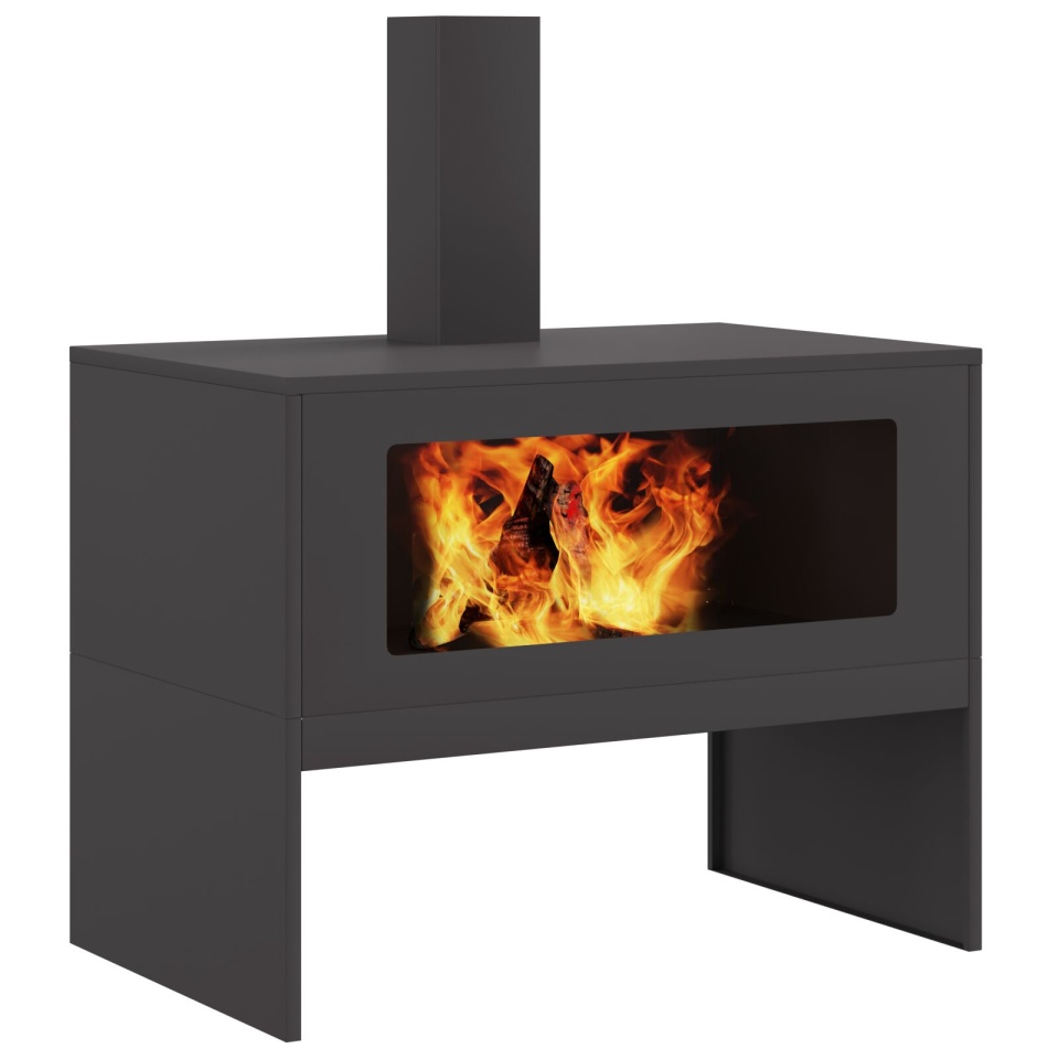Focar cu coș de fum Negru 80x50x96 cm Oțel - 2 | YEO