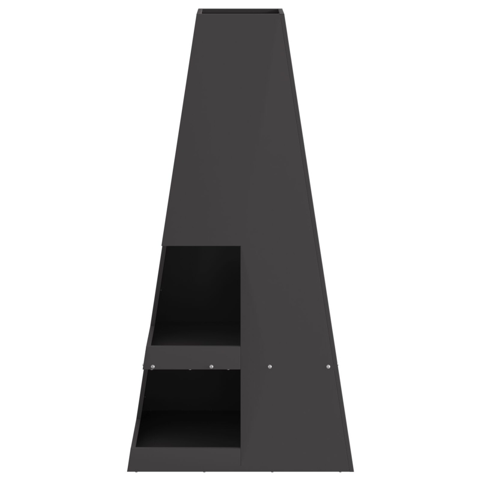 Focar cu depozit pentru lemne Negru 50x50x100 cm Oțel - 3 | YEO