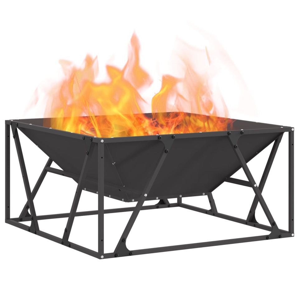 Focar Patrat Negru 80x80x40 cm Oțel - 2 | YEO
