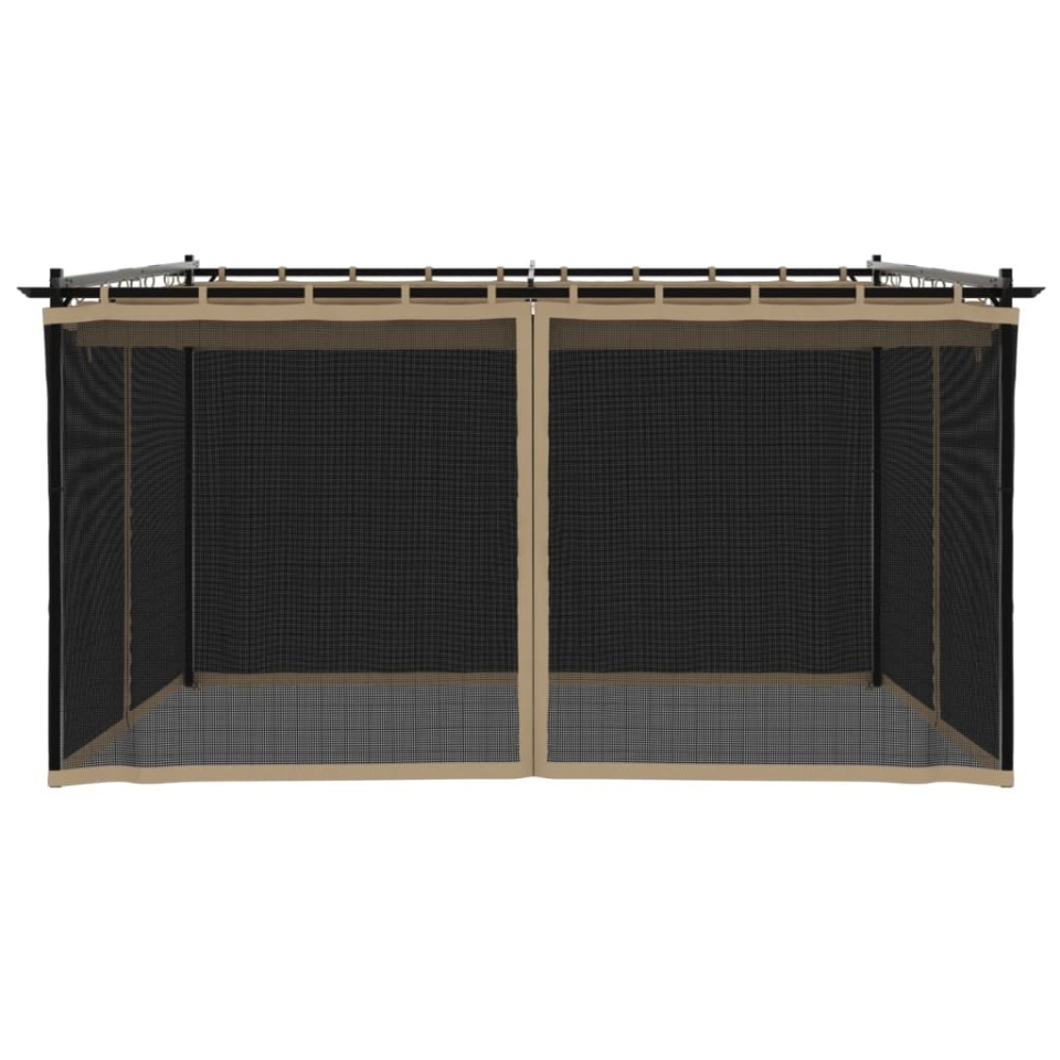 Foișor cu pereți din plasă, gri taupe, 4x3 m, oțel - 3 | YEO