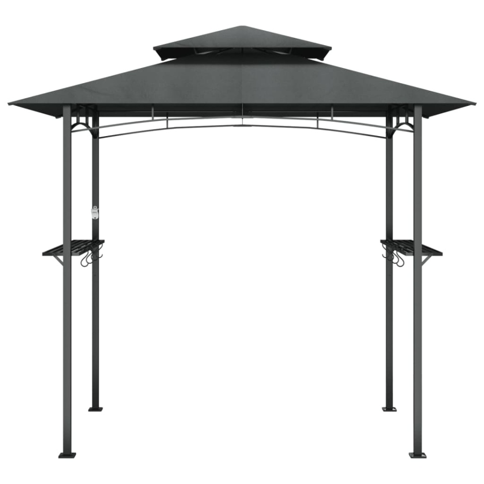 Foișor grătar cu rafturi laterale, antracit 240x150x243 cm oțel - 2 | YEO