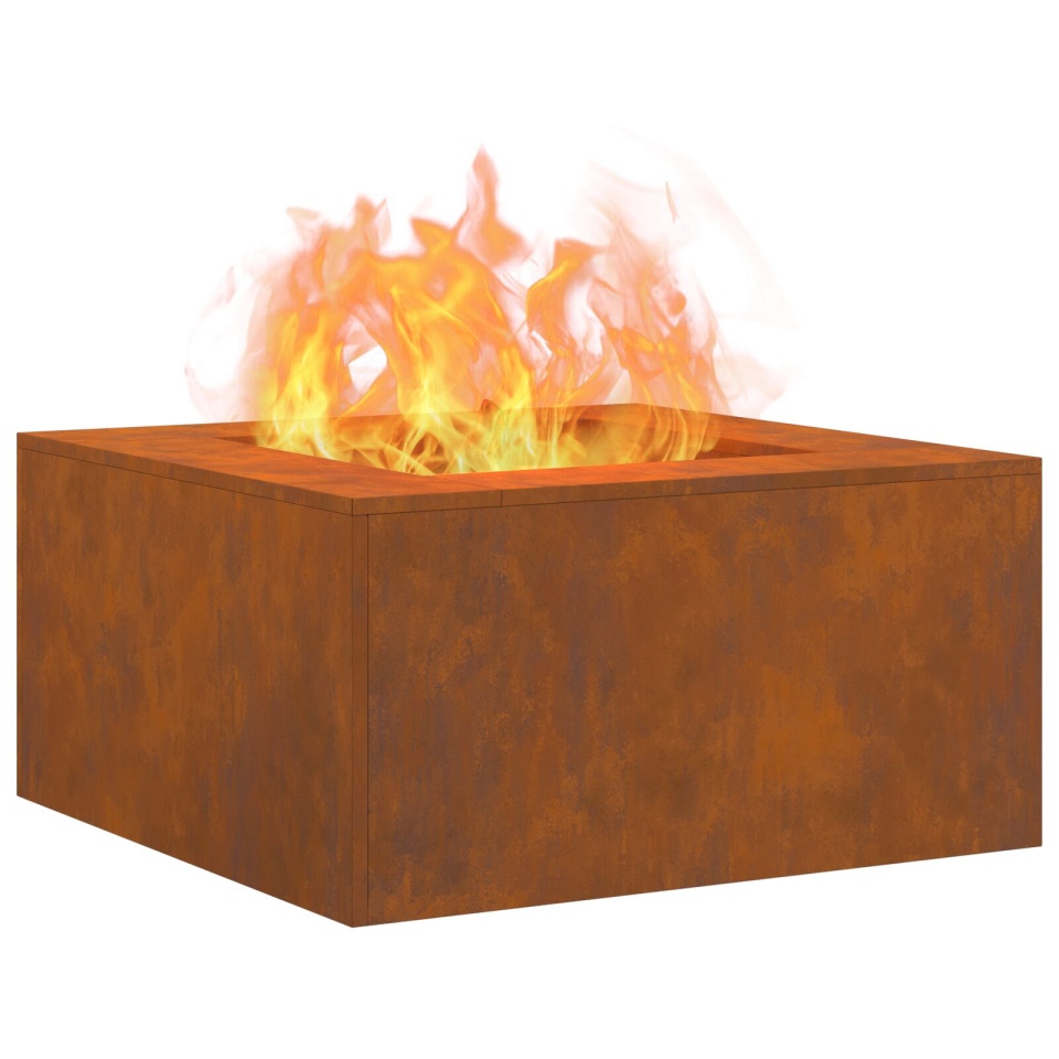 Fose de foc Pătrat 80x80x40 cm Oțel rezistent la intemperii - 2 | YEO