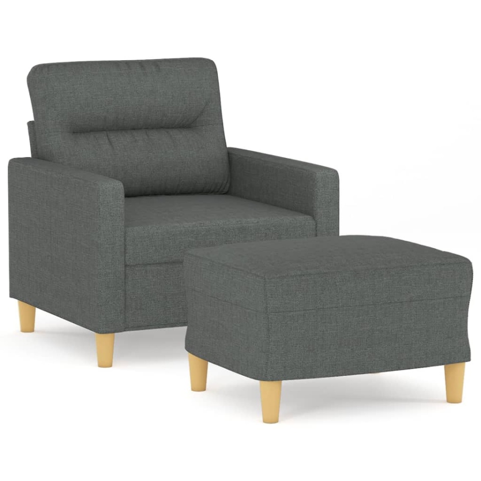 Fotoliu canapea cu taburet, gri închis, 60 cm, textil - 1 | YEO