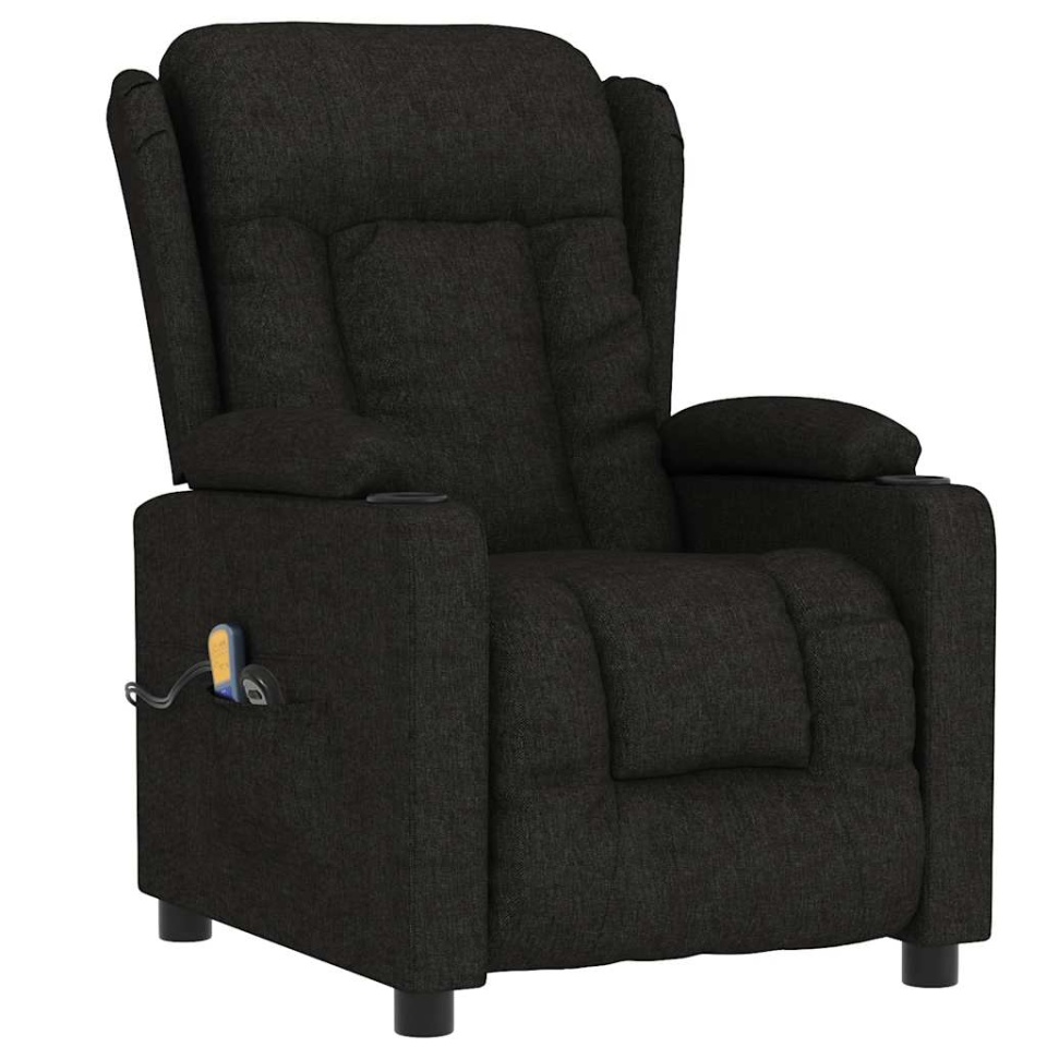 Fotoliu de masaj electric rabatabil, negru, textil - 2 | YEO