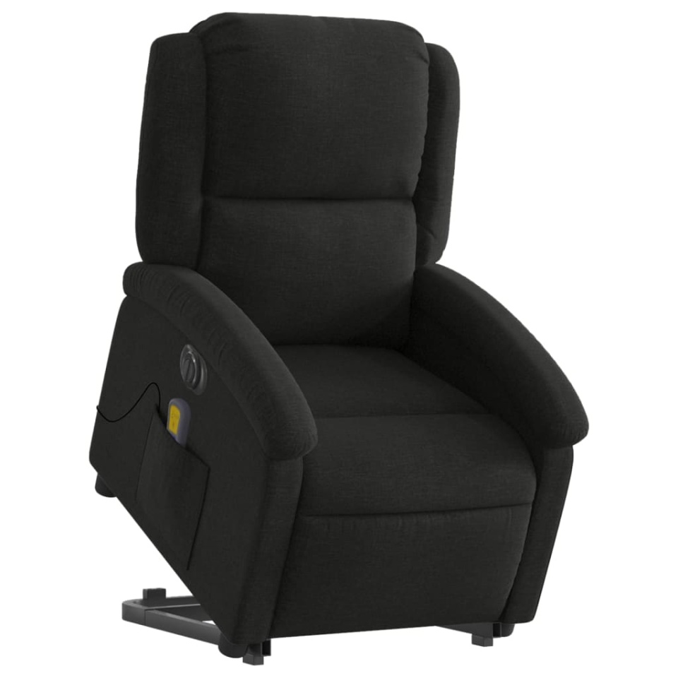 Fotoliu electric de masaj rabatabil cu ridicare, negru, textil - 2 | YEO