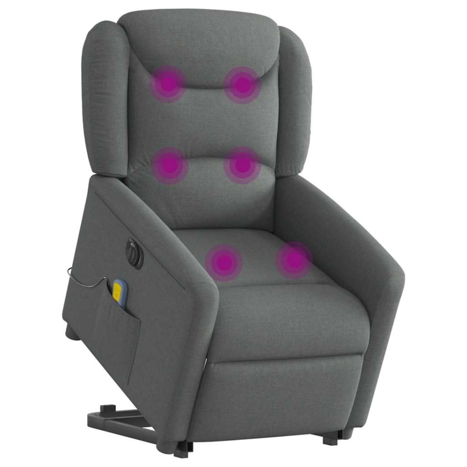 Fotoliu electric masaj rabatabil cu ridicare, gri închis textil - 2 | YEO