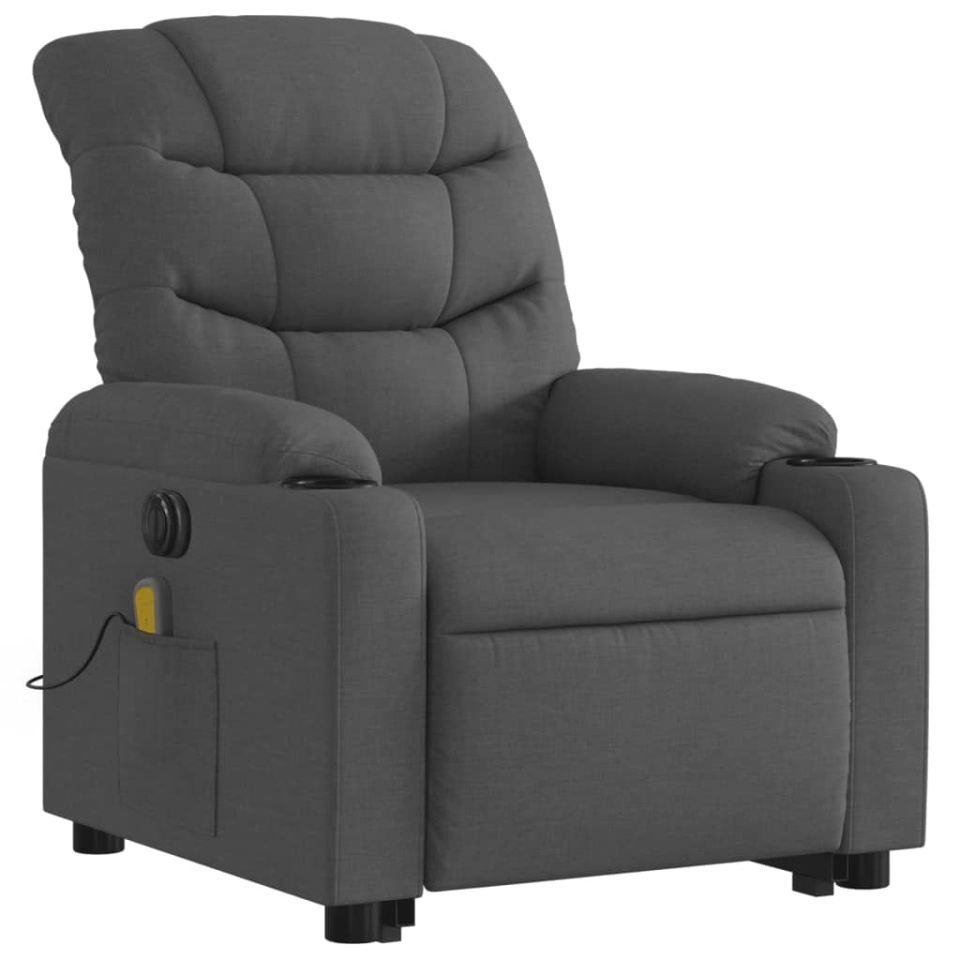 Fotoliu electric masaj rabatabil cu ridicare, gri închis textil - 3 | YEO