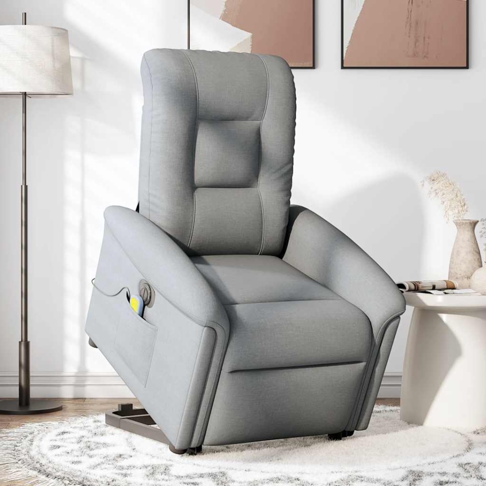 Fotoliu electric masaj rabatabil cu ridicare, gri închis textil - 2 | YEO