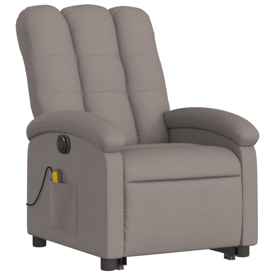 Fotoliu electric masaj rabatabil cu ridicare, gri taupe, textil - 3 | YEO