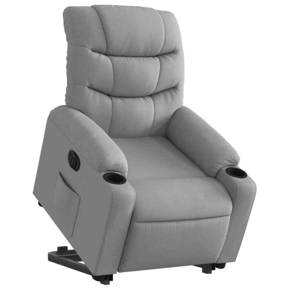 Fotoliu electric rabatabil cu ridicare, gri deschis, textil - 2 | YEO