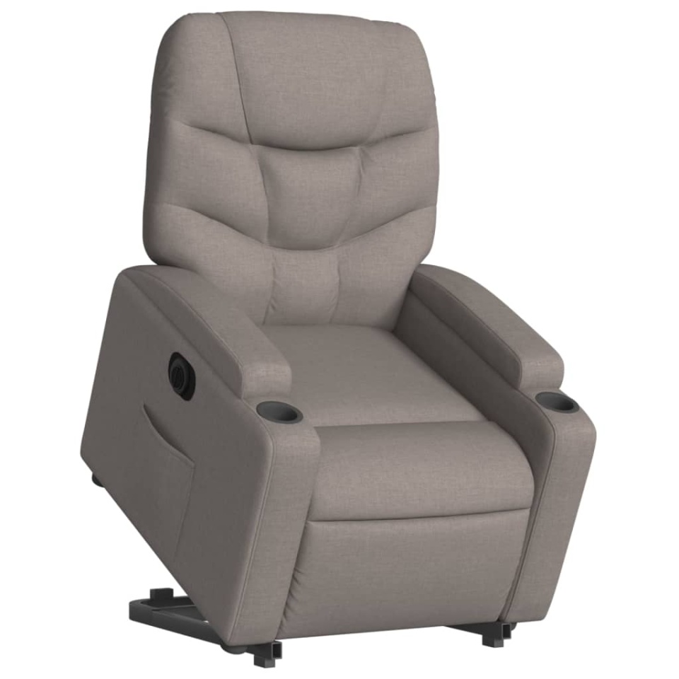 Fotoliu electric rabatabil cu ridicare, gri taupe, textil - 2 | YEO
