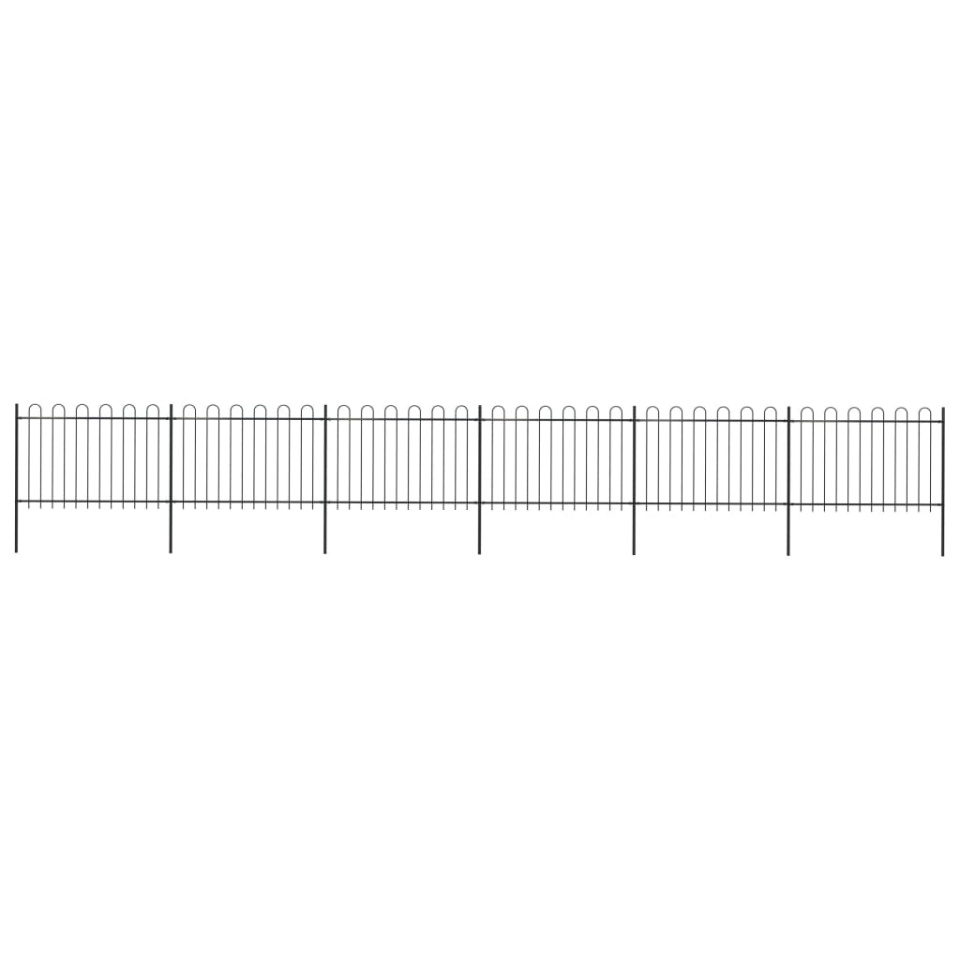 Gard de grădină cu vârf curbat, negru, 10,2 m, oțel