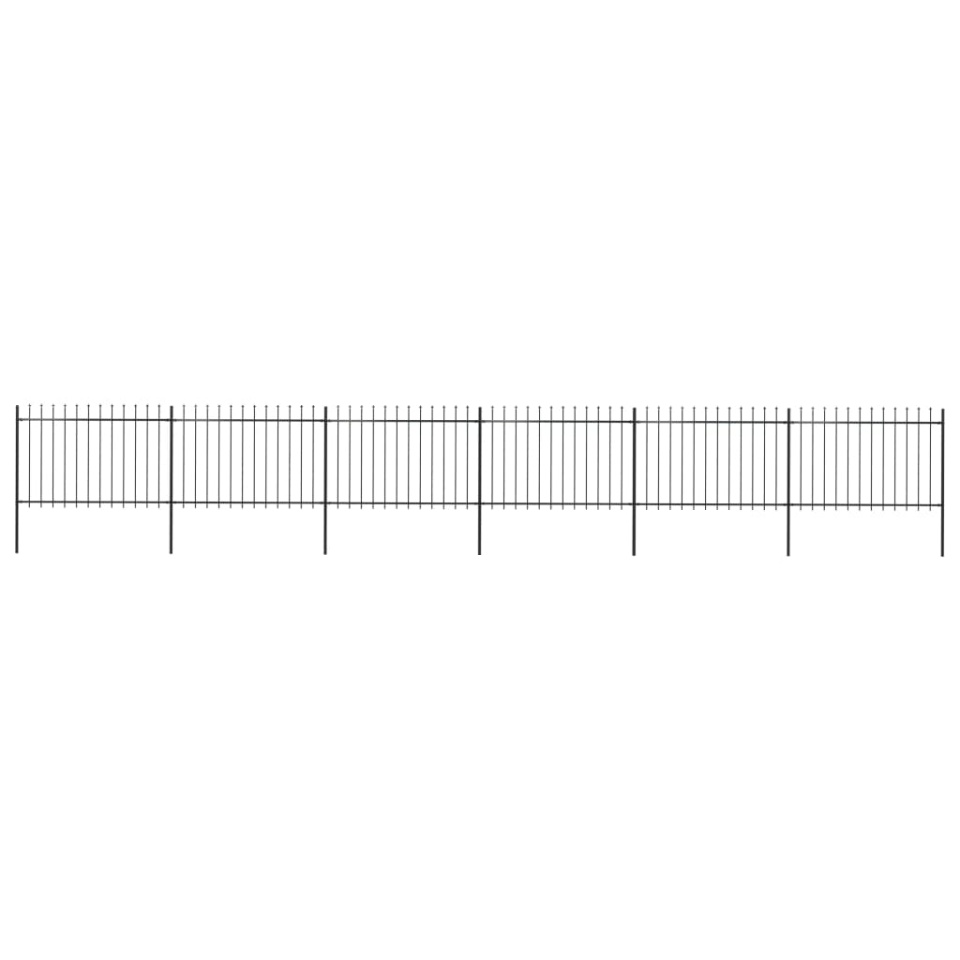 Gard de grădină cu vârf suliță, negru, 10,2 m, oțel