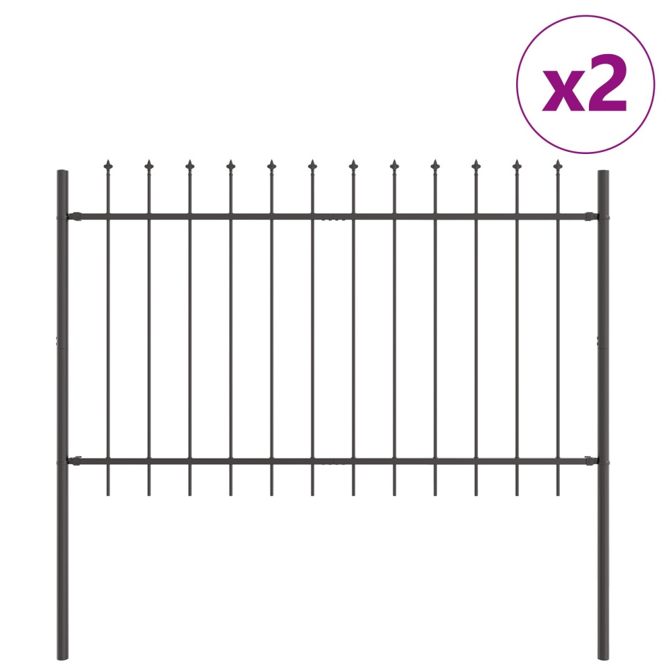 Gard de grădină Set de 2 Gri Oțel vopsit electrostatic Durabil - 1 | YEO