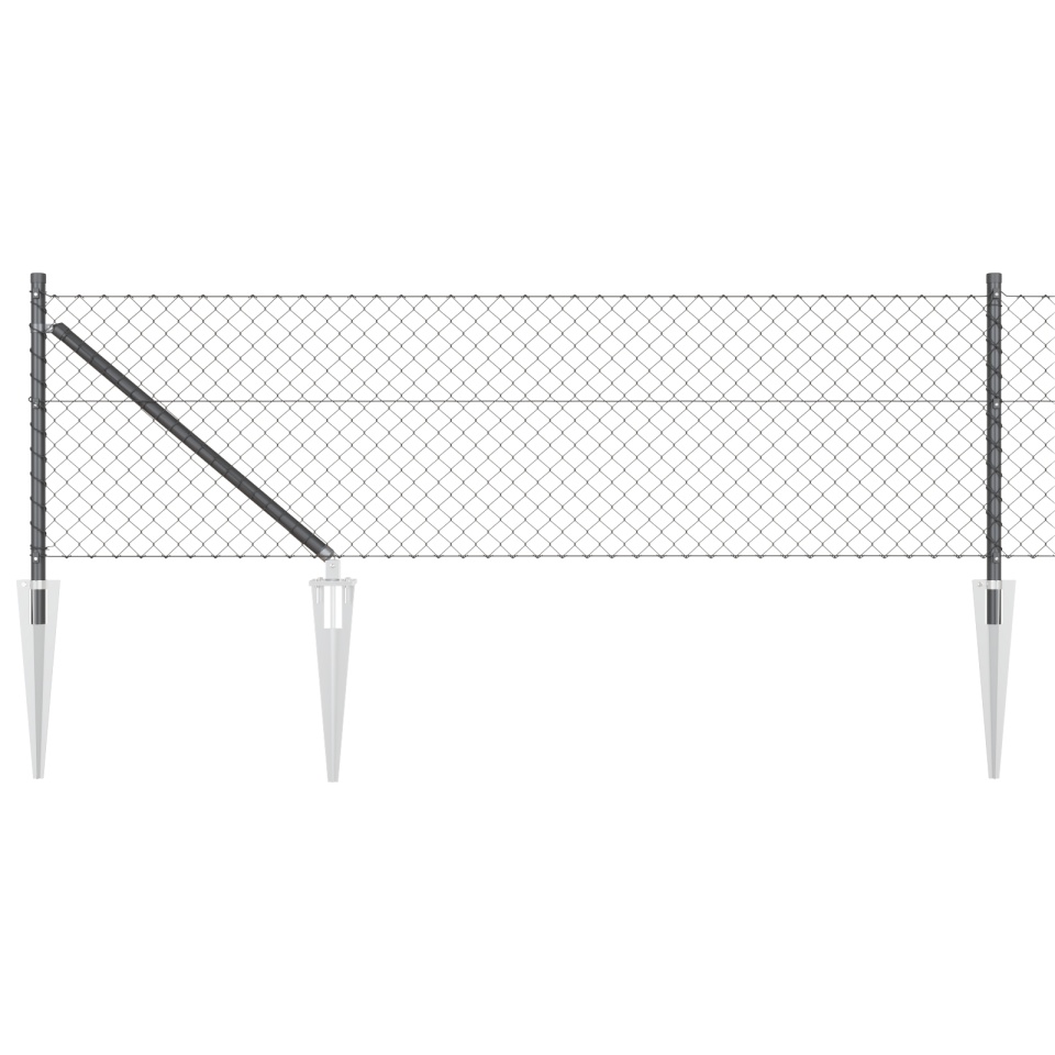 Gard de plasă cu 7 posturi cu vârf 0.6x10 m Oțel galvanizat - 1 | YEO