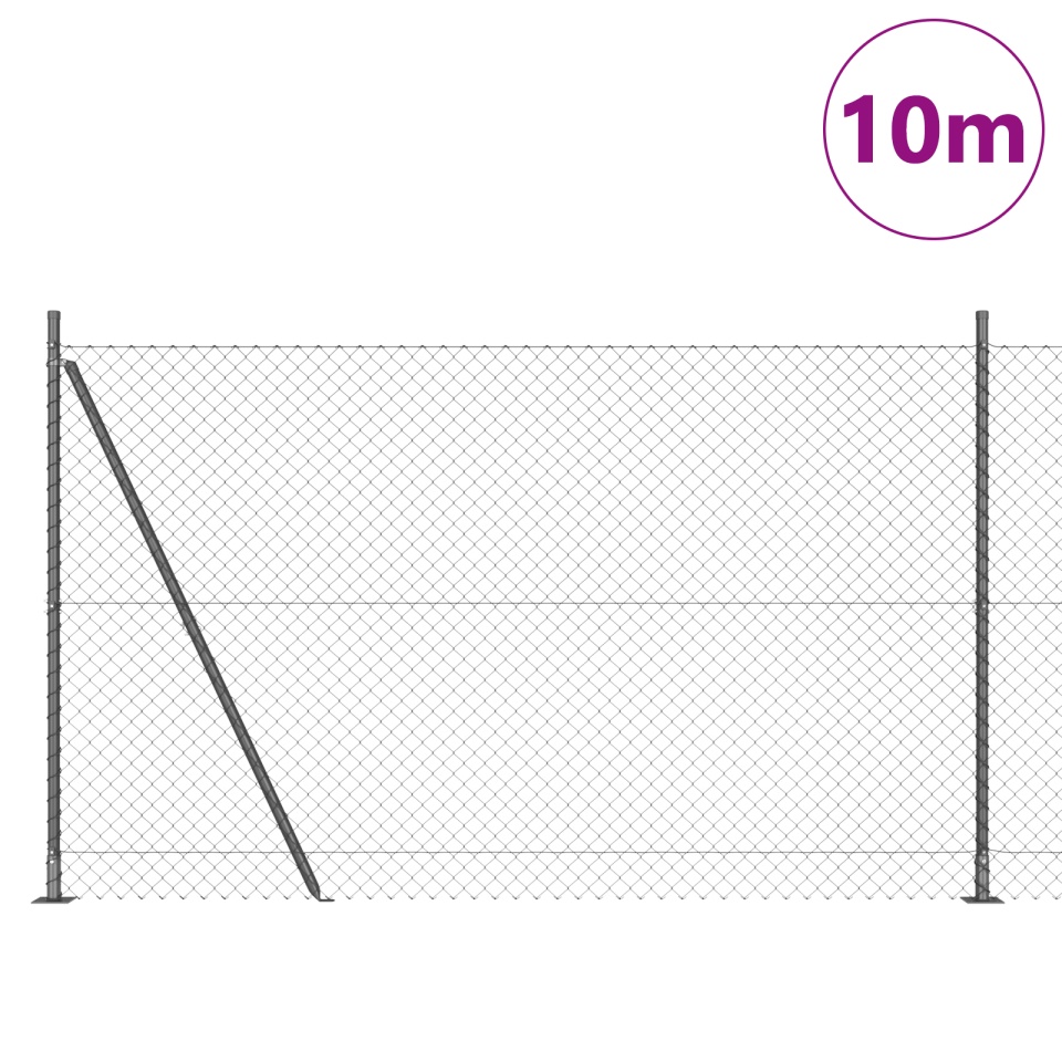 Gard de sârmă cu 7 Stâlpi Flanșă 1.5x10 m Oțel Galvanizat - 2 | YEO