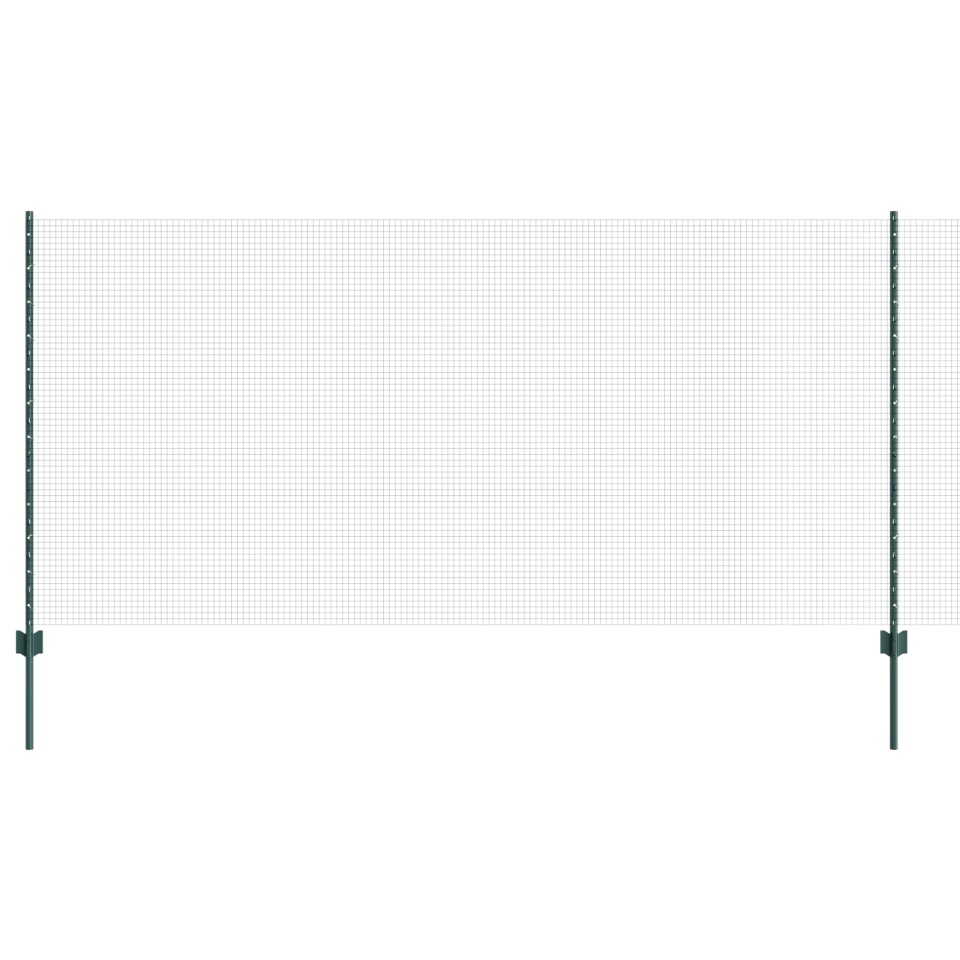 Gard de Sârmă Sudată cu 11 Stâlpi U Verde 1.2x25 m Oțel - 1 | YEO