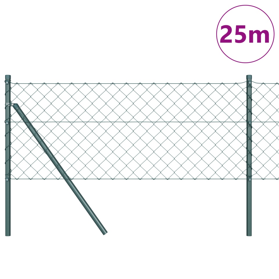 Gard din plasă de lanț Set de 2 Verde Metal 0.8 x 25 m Durabil - 2 | YEO