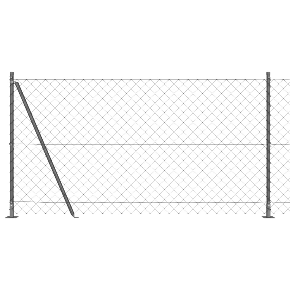 Gard din plasă de sârmă cu 7 stâlpi flangați 1.2x10 m din oțel galvanizat - 1 | YEO