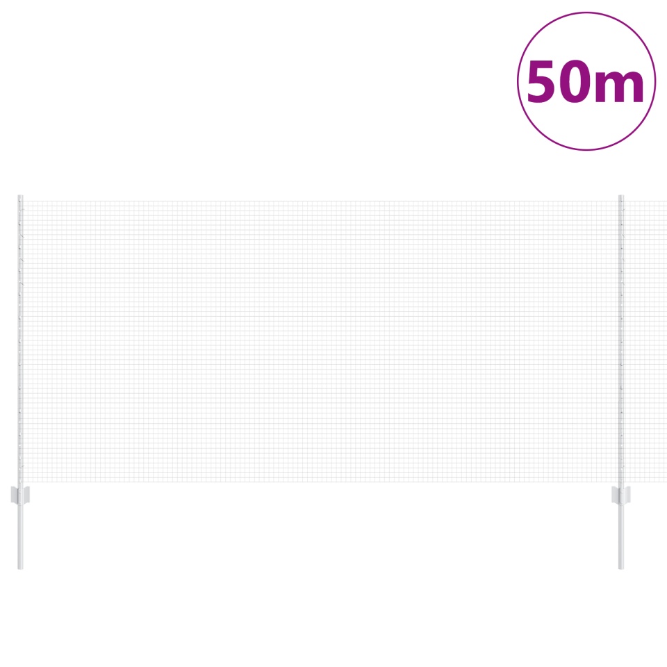 Gard din sârmă sudată cu 44 de stâlpi U Argintiu 1.2x50 m Oțel - 2 | YEO