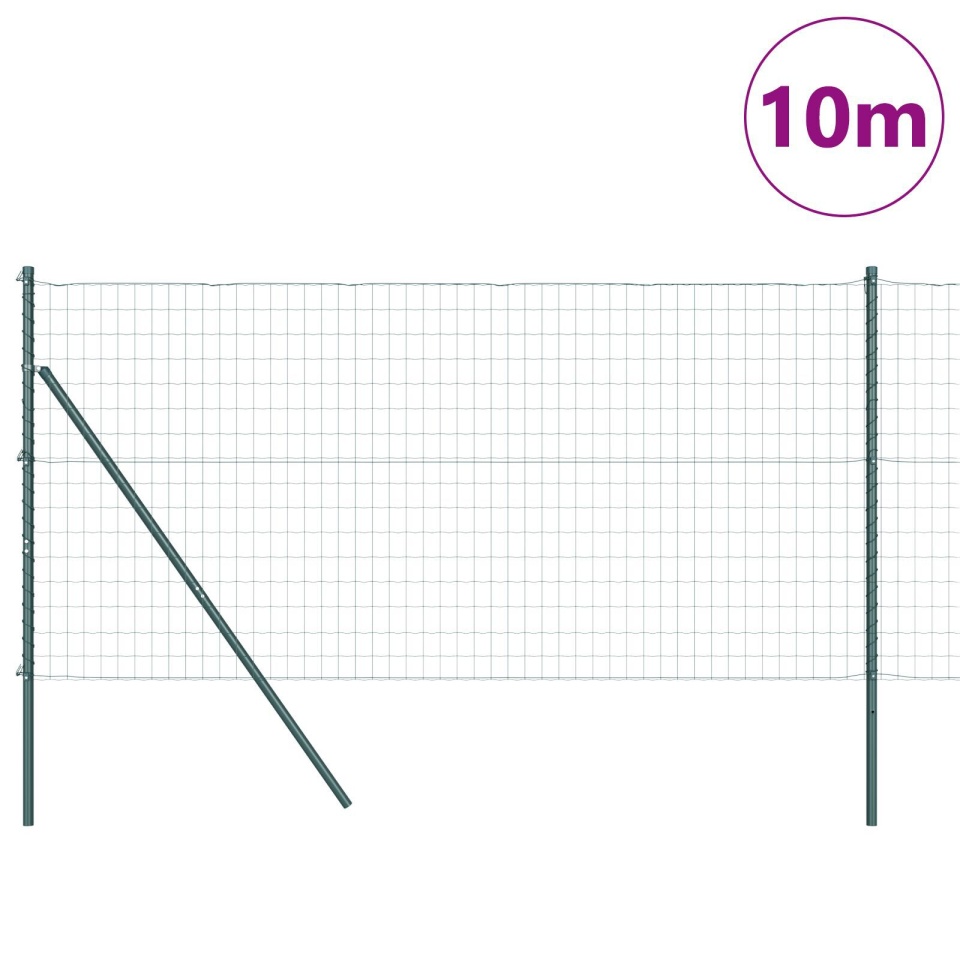Gard Euro cu 7 Stâlpi 1.4x10 m Oțel Galvanizat Verde - 2 | YEO