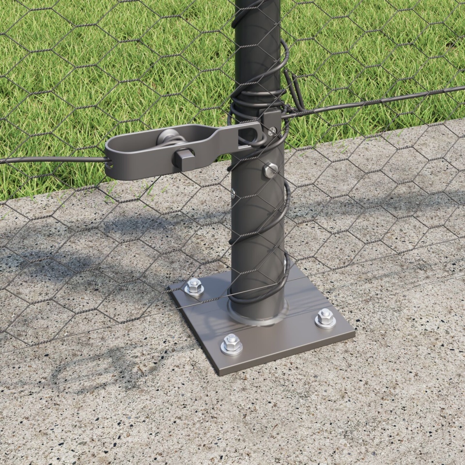Gard Hexagonal Gri 0.8x25 m Oțel, Stâlpi pentru Gard cu 13 buc Ø32mm 90cm Oțel Galvanizat - 3 | YEO