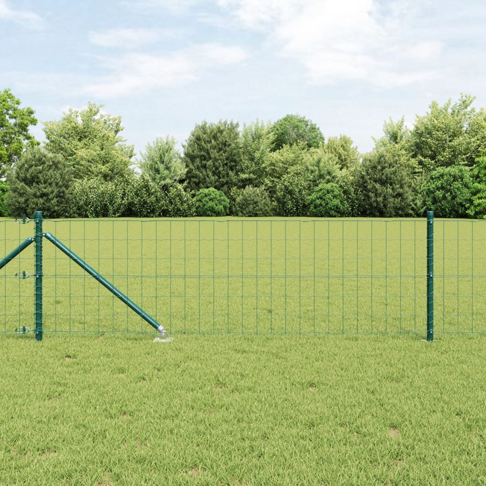Împrejmuire Euro cu 13 stâlpi cu vârf 0.8x25 m Oțel galvanizat Verde