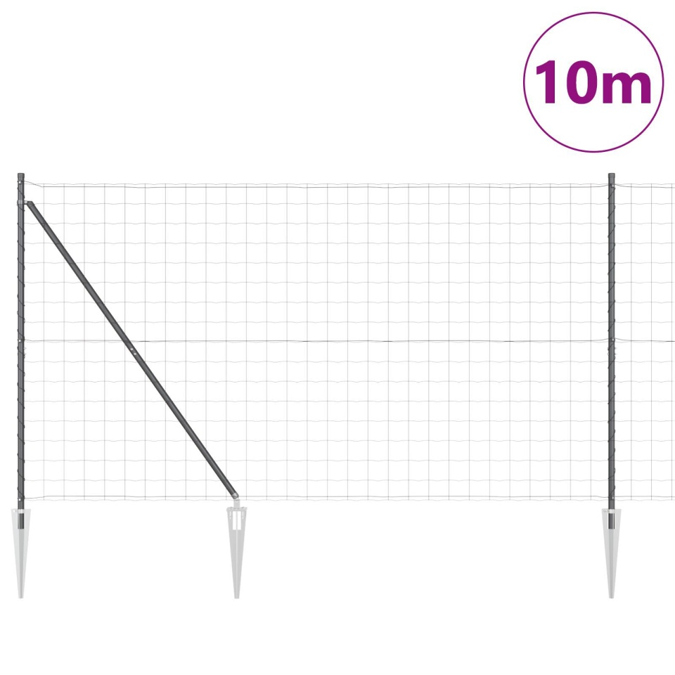 Împrejmuirea Euro cu 7 stâlpi cu vârf 1,6x10 m oțel galvanizat gri - 2 | YEO
