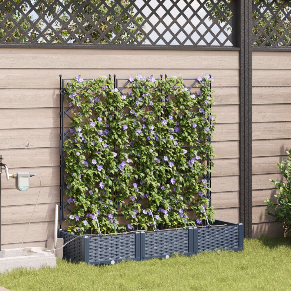 Jardiniere cu sistem de irigare 3 piese Gri - 3 | YEO