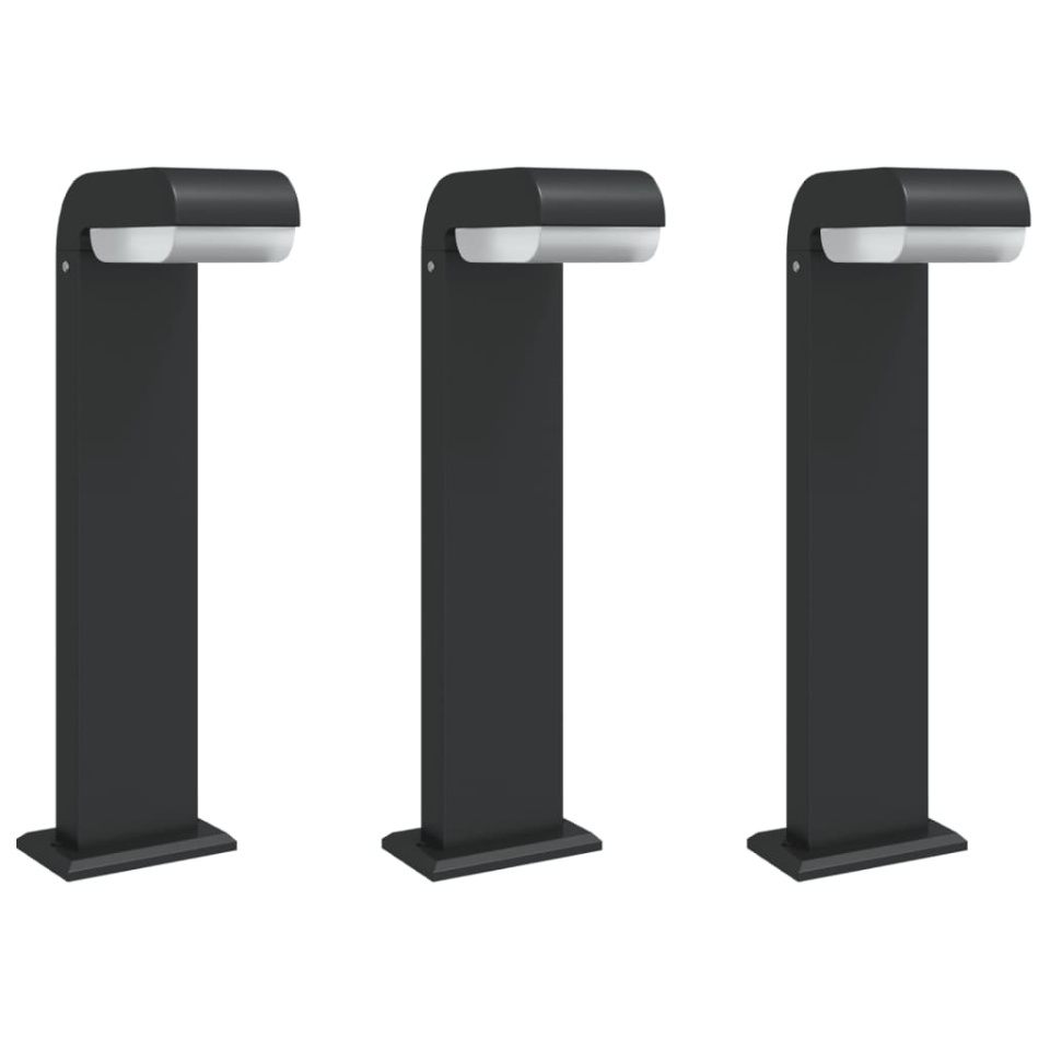 Lămpi exterioare de podea 3 buc. negru 50 cm aluminiu turnat - 1 | YEO