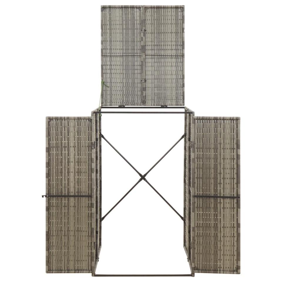 Magazie de pubelă cu roți, gri, 70x80x117 cm, poliratan - 2 | YEO