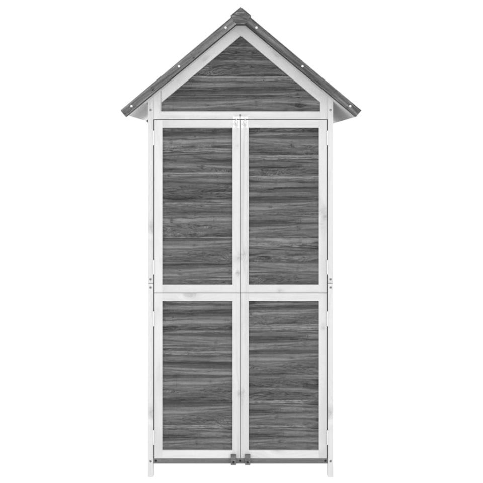 Magazie de unelte de grădină gri 89x52,5x175 cm lemn masiv pin - 3 | YEO
