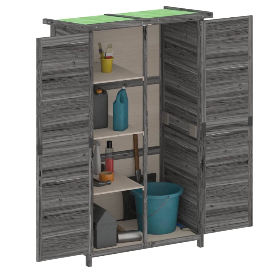 Magazie de unelte pentru grădină gri 83x57x140cm lemn masiv pin - 2 | YEO