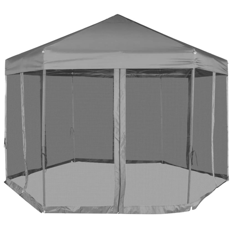 Marchiză hexagonală pliabilă, 6 pereți laterali, gri, 3,6x3,1 m - 1 | YEO