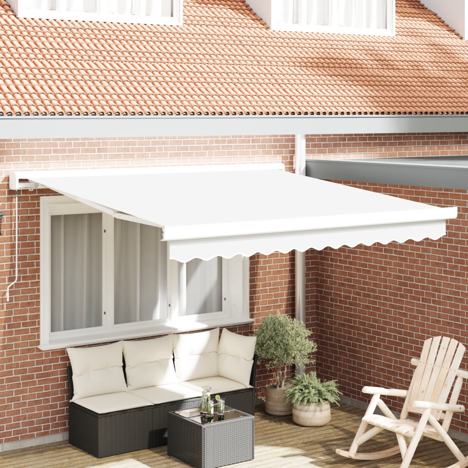 Marchiză Manuală Retractabilă Alb 300x250 cm, Material de Înlocuire pentru Marchiză 3x2.5 m Alb