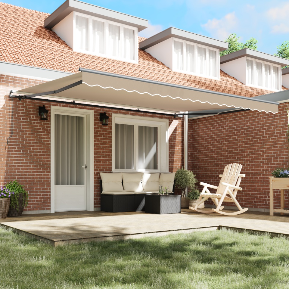 Marchiză manuală retractabilă Bej 450x300 cm, Material de schimb pentru marchiză cadru 4,5x3 m Bej - 2 | YEO