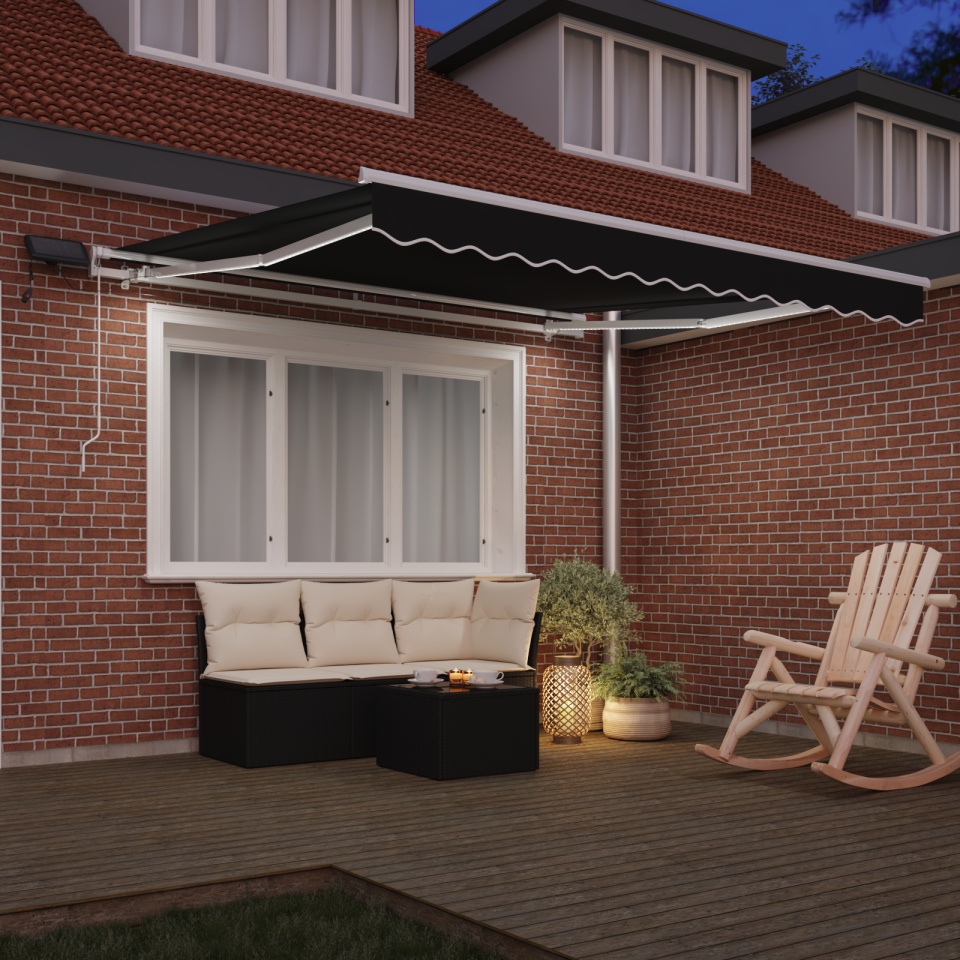 Marchiză manuală retractabilă cu LED neagră 300x250 cm, Material de înlocuire pentru marchiză de 3x2.5 m cadru negru - 2 | YEO