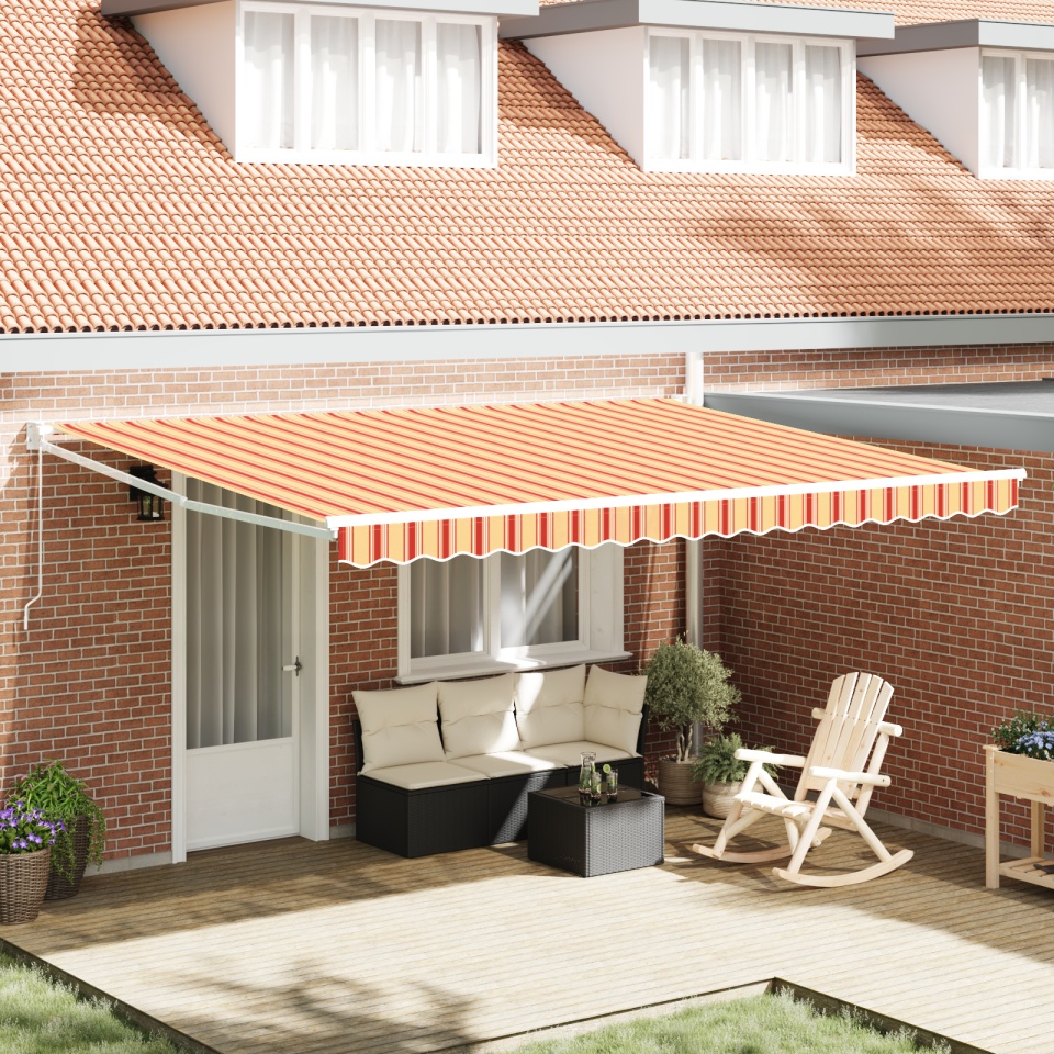 Marchiză manuală retractabilă galbenă și portocalie 450x300 cm
