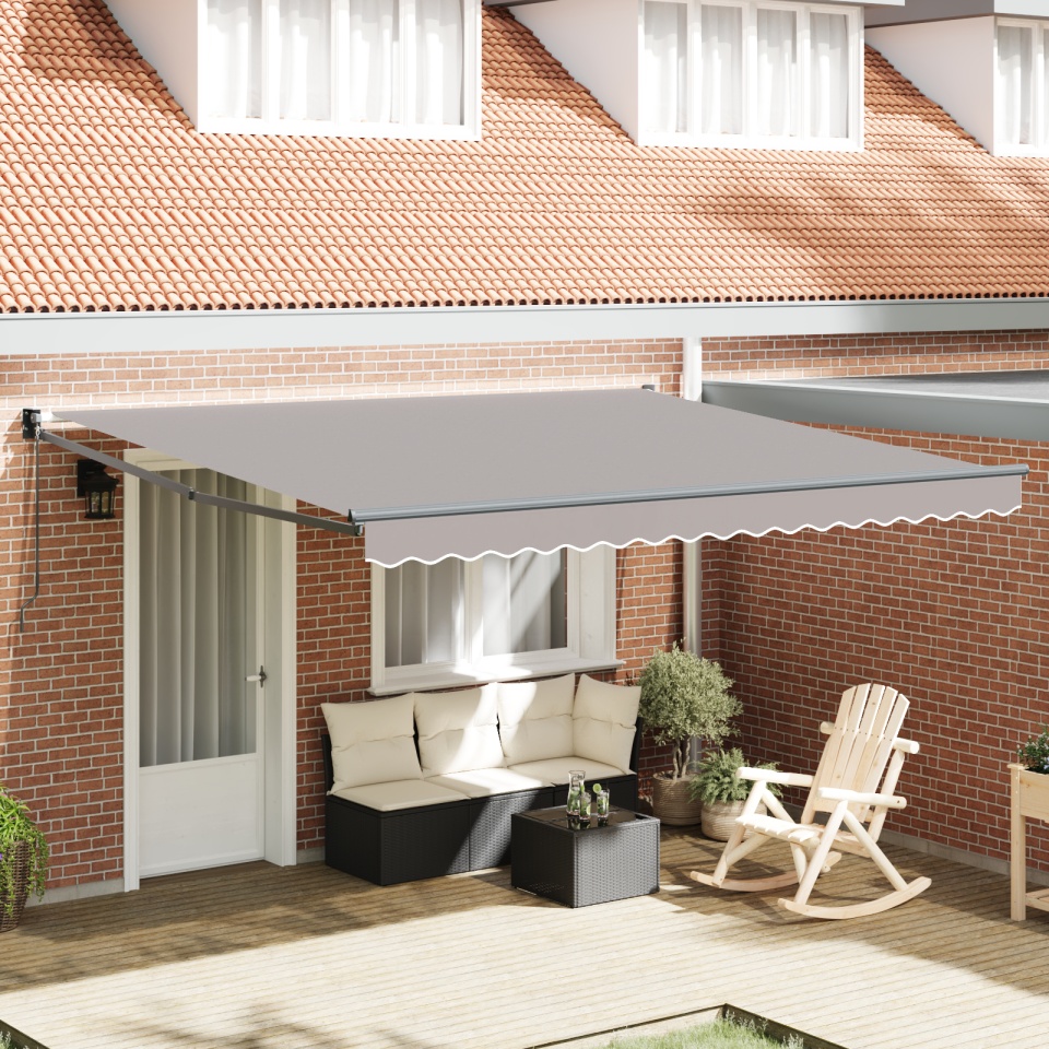 Marchiză Manuală Retractabilă Gri Deschis 400x300 cm, Material de Înlocuire pentru Marchiză 4x3 m Gri Deschis