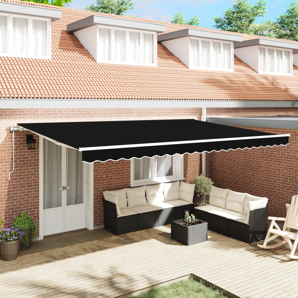 Marchiză retractabilă automată neagră 500x300 cm, Material pentru cadru de 5x3 m negru