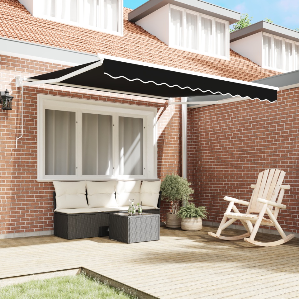 Marchiza retractabilă automată Negru 350x250 cm, Material de înlocuire pentru marchiză pentru cadru de 3.5x2.5 m Negru - 2 | YEO