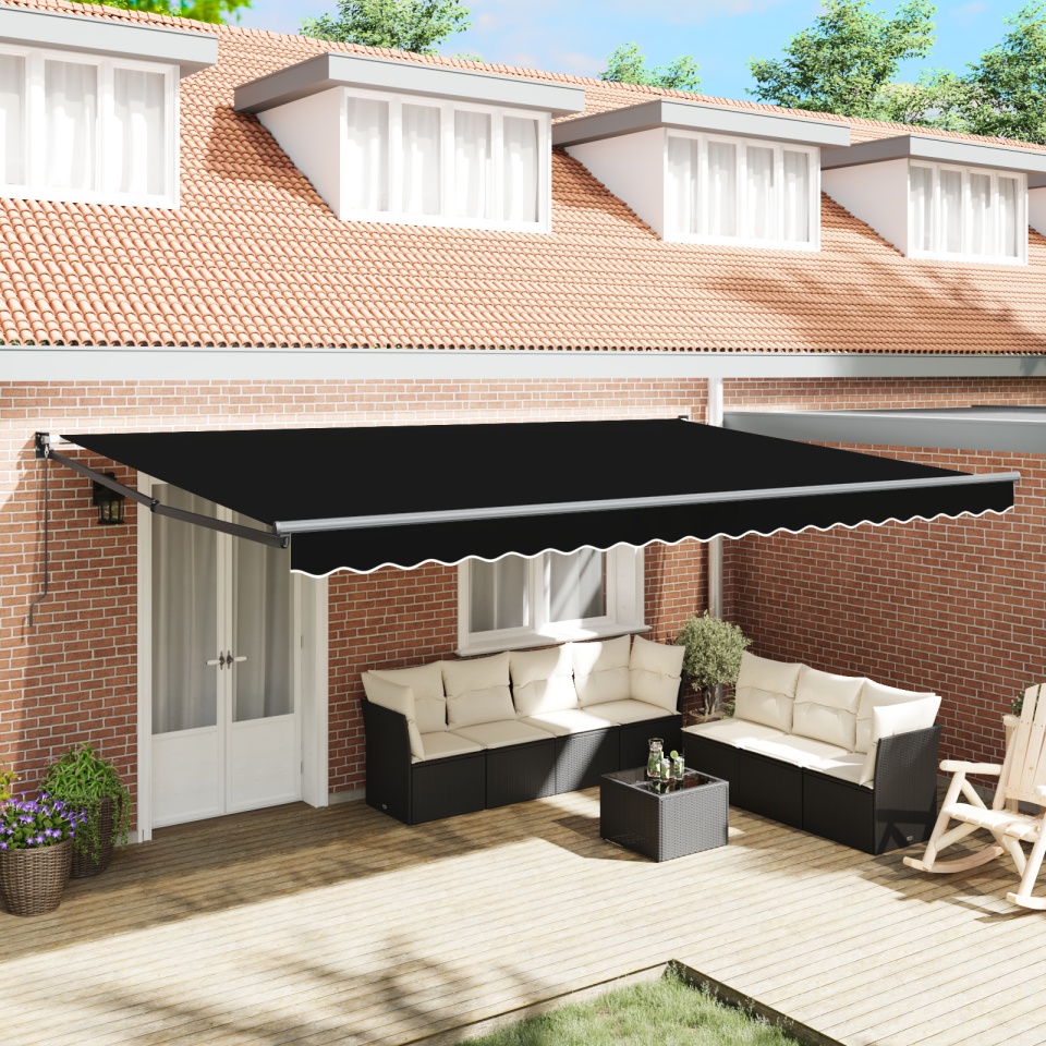 Marchiză Retractabilă Manuală Neagră 500x300 cm, viaXL Material de schimb pentru marchiză 5x3 m Cadru Negru