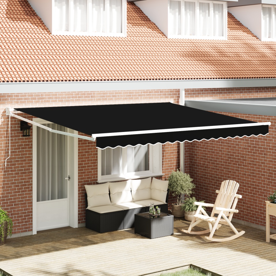 Marchiză retractabilă manuală Negru 400x300 cm, Material de schimb pentru marchiză pentru cadru 4x3 m Negru