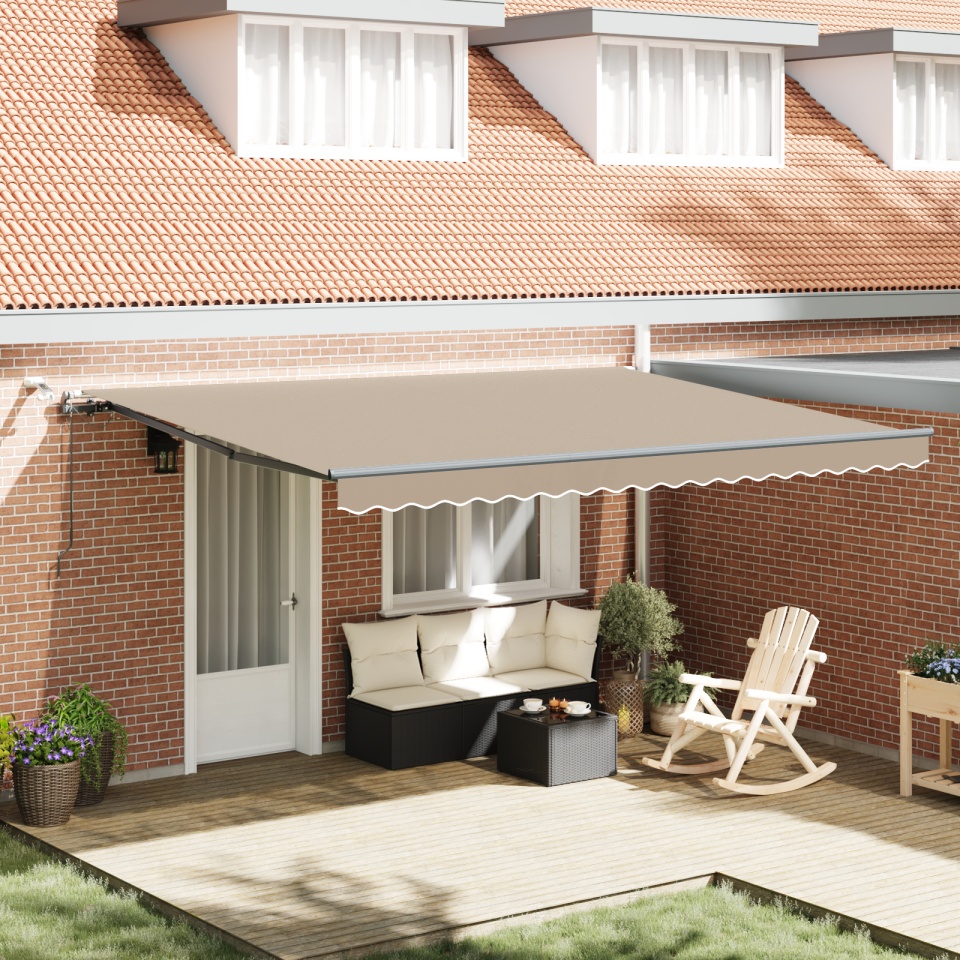 Marciză Automată Retractabilă cu LED Bej 450x300 cm, Material de Înlocuire pentru Marciză 4,5x3 m Bej