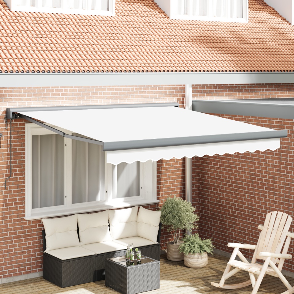 Markiza Retractabilă Automată Alb 300x250 cm, Material de Înlocuire pentru Markiză pentru Cadru de 3x2.5 m Alb