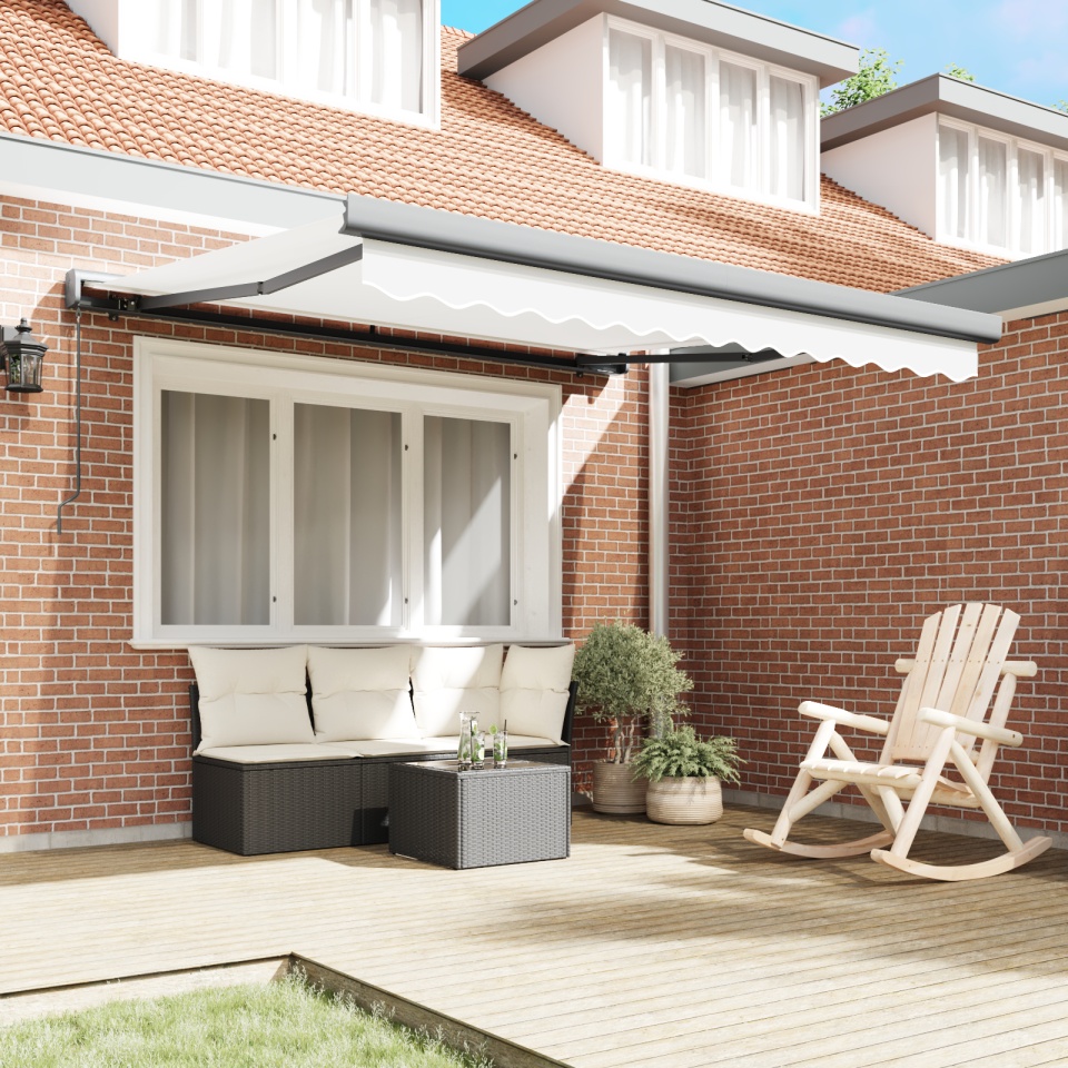 Marquiza manuală retractabilă Alb 350x250 cm, Țesătură de înlocuire pentru marquize de 3,5x2,5 m Alb - 2 | YEO